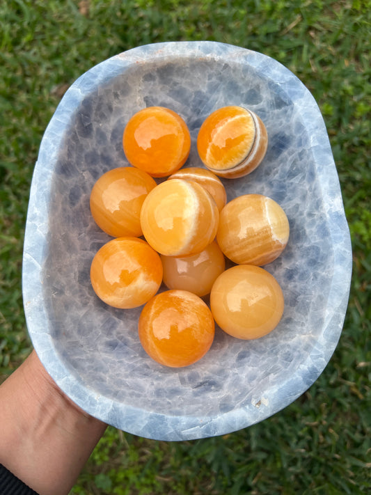 “Grecian Orange Grove” Orange Calcite Spheres