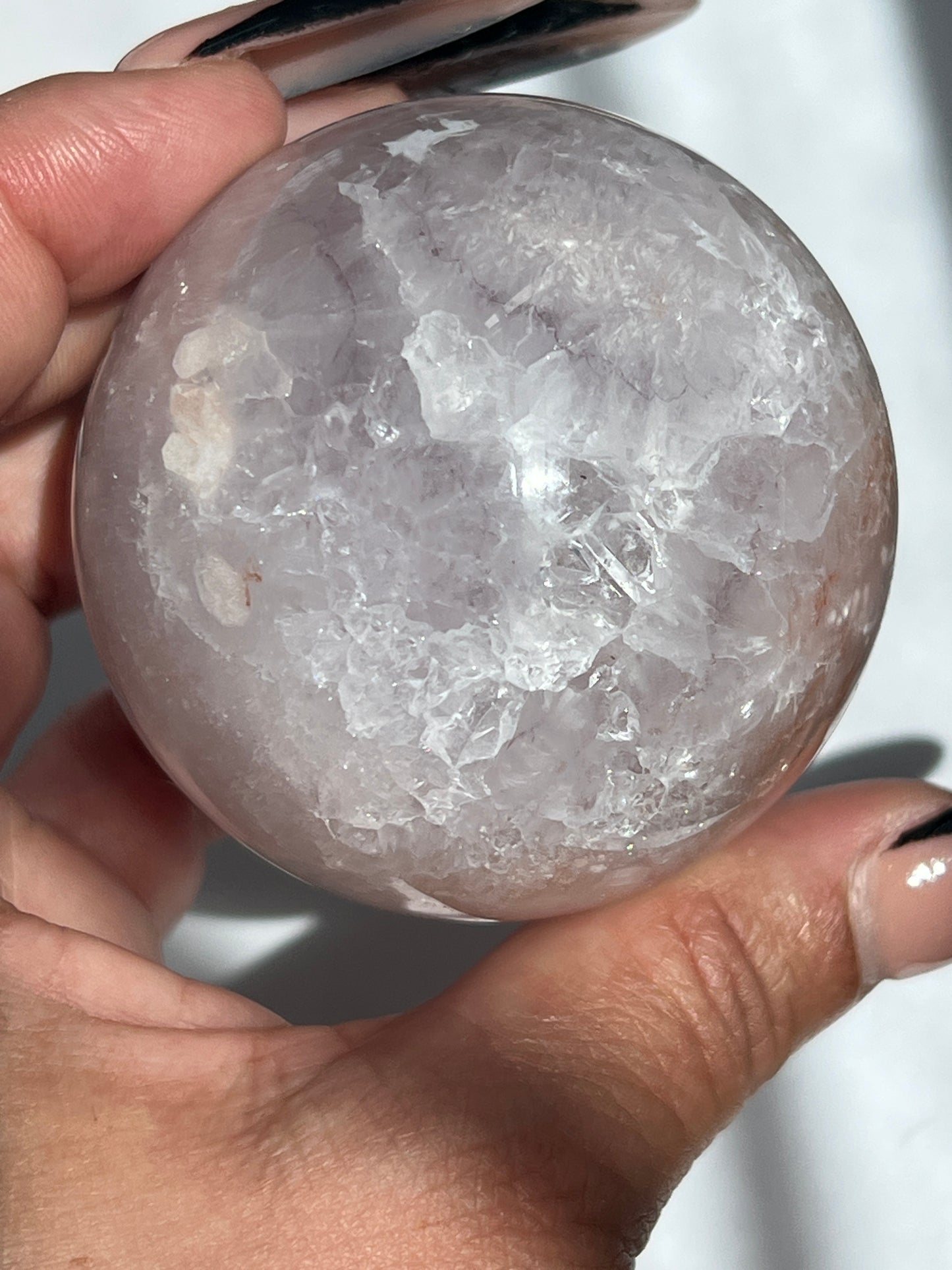 “Floral Water” Pale Pink Amethyst & Flower Agate Sphere