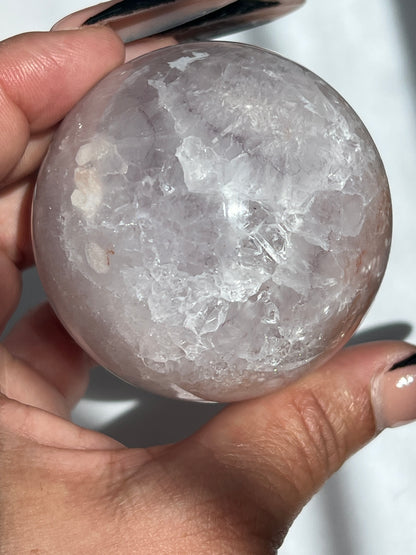 “Floral Water” Pale Pink Amethyst & Flower Agate Sphere