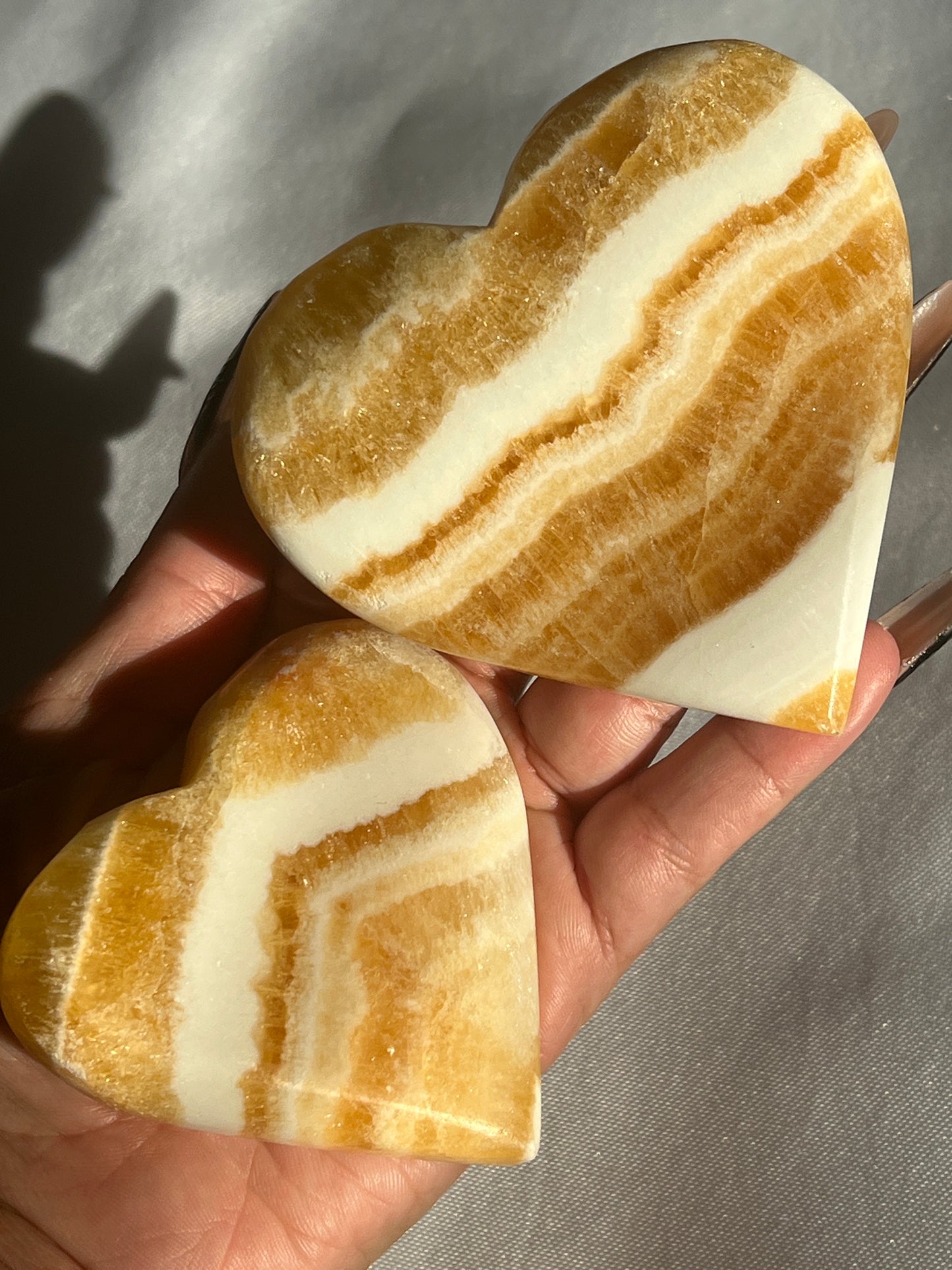 “Tangerine Tango” Orange Calcite Hearts