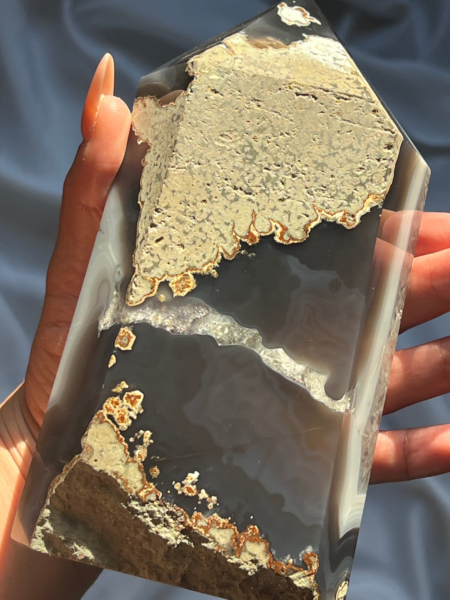 “Nightshade ” Black Agate & Amethyst Tower