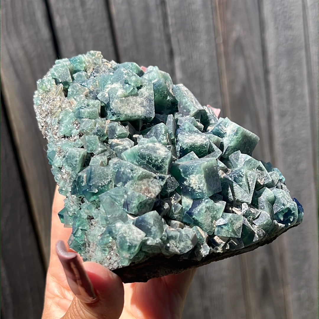 Large Heavy Metal Pocket English Fluorite Cluster HM-2