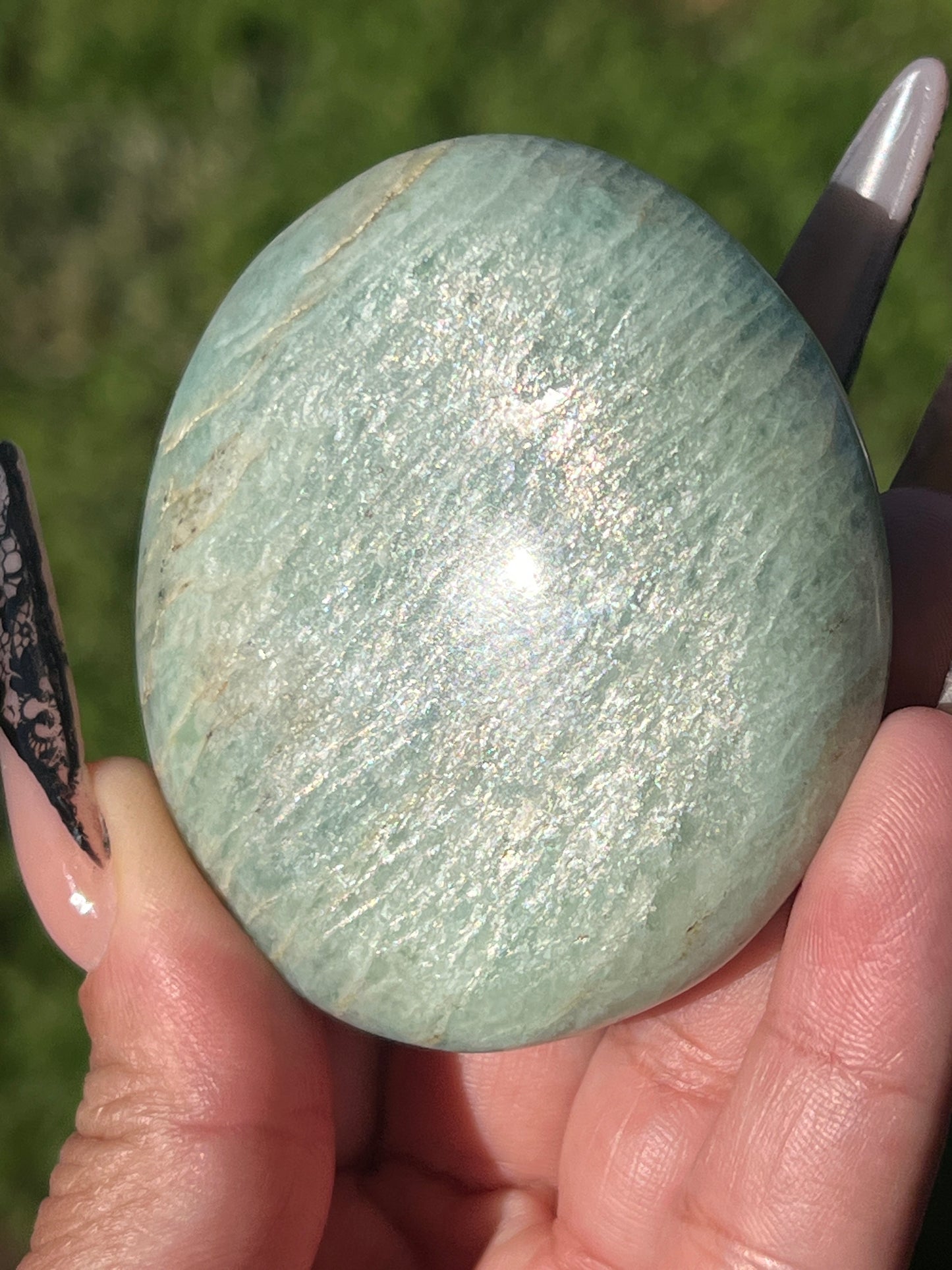 “Glittering Sea” Amazonite Palm Stones