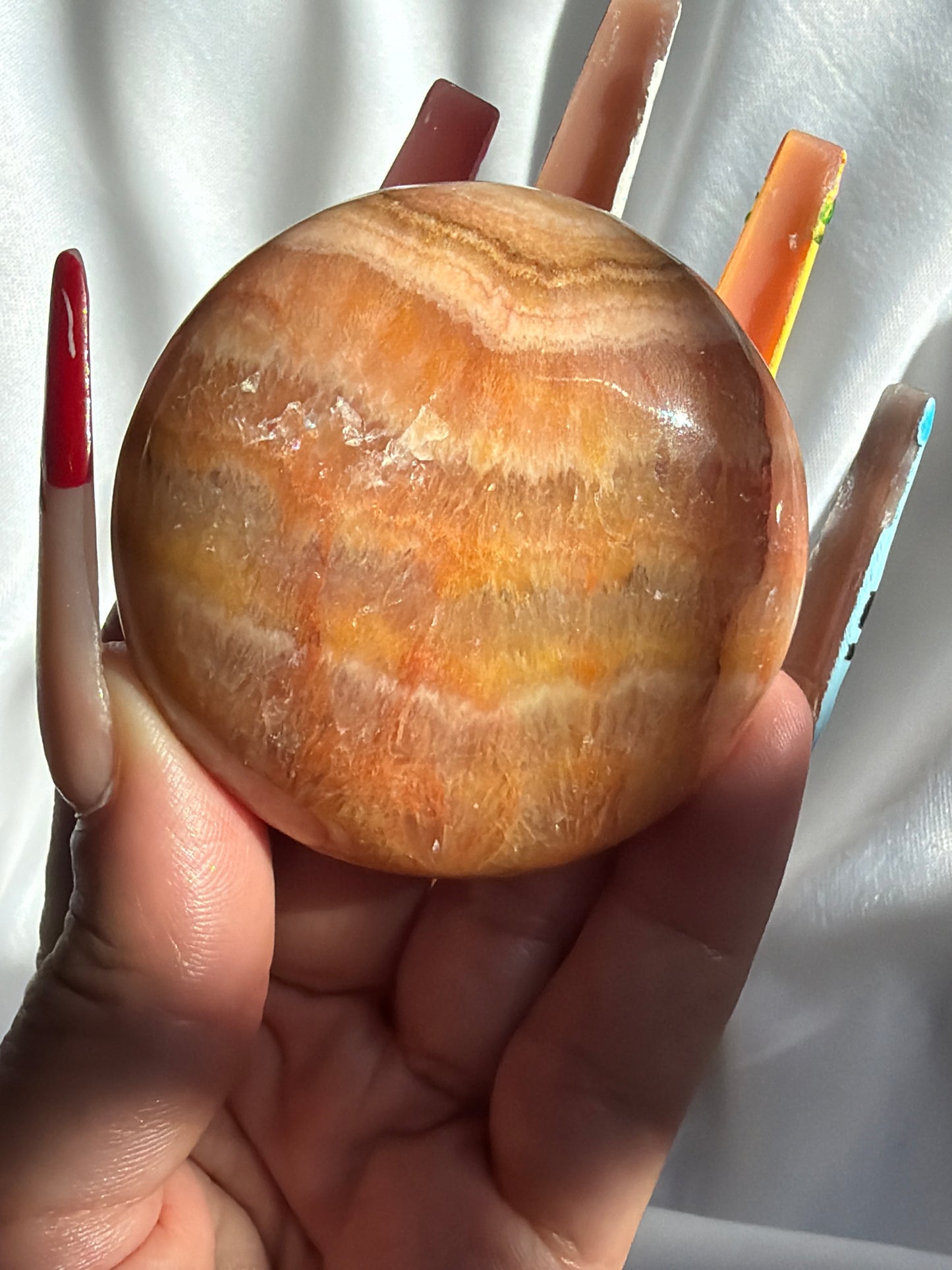 “Sunset Glow” Peach/Sunset Calcite Palm Stones