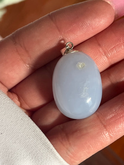 “Blueberry Milk” Blue Chalcedony Pendants