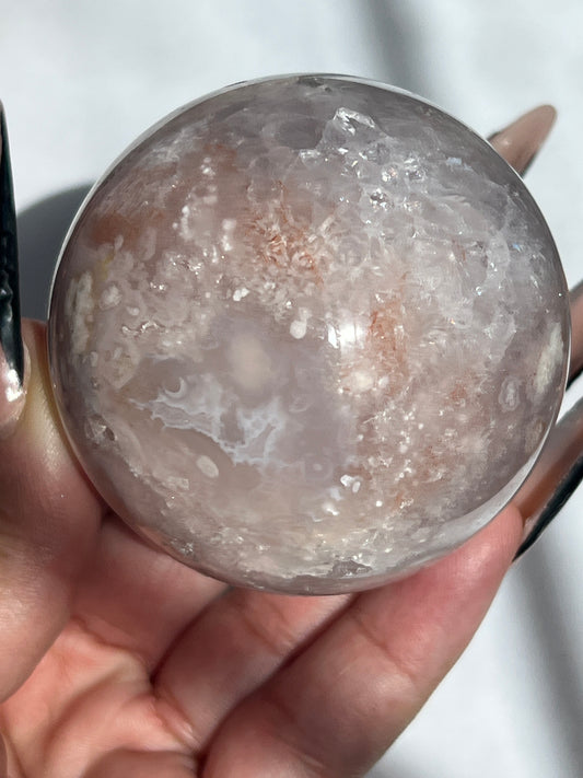 “Floral Water” Pale Pink Amethyst & Flower Agate Sphere