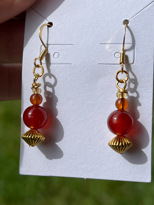 “A Touch of Spice” Hessonite Garnet and Carnelian Earrings