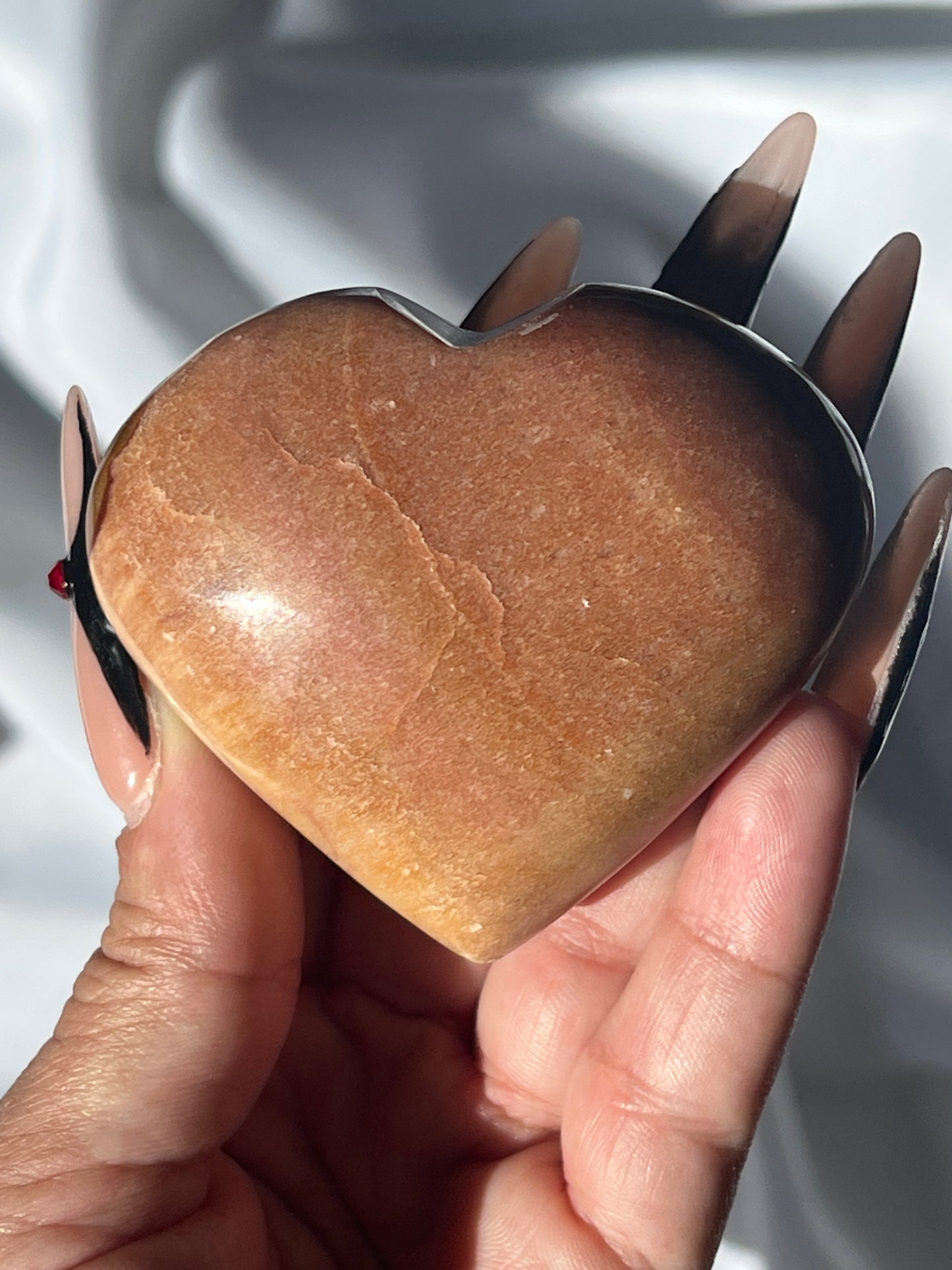 “Peachy Pie” Peach Calcite Hearts