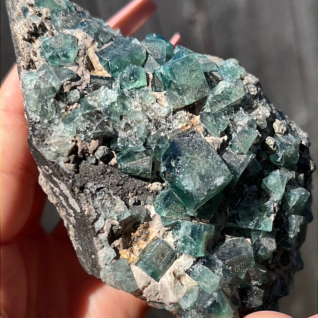Heavy Metal Pocket English Fluorite Cluster
