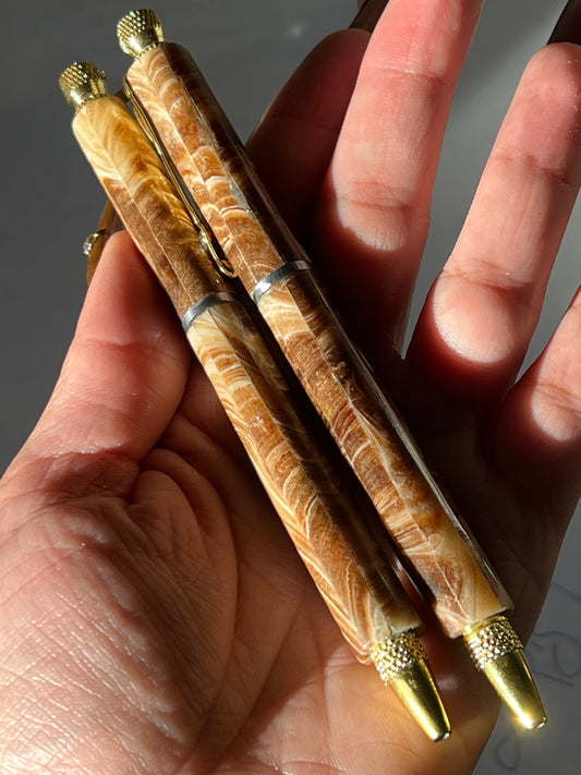 “Sweet Life” Chocolate Calcite Ballpoint Crystal Pens