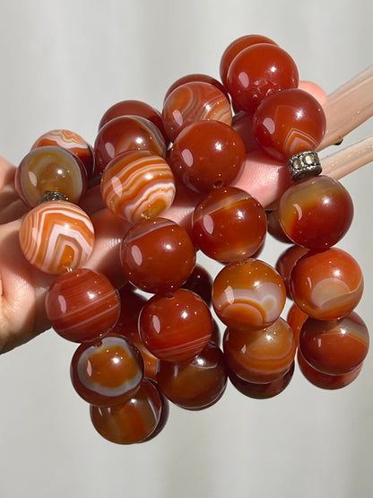 “Emblazoned” Jumbo Bead Carnelian Bracelets