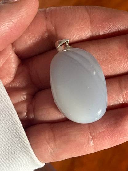 “Blueberry Milk” Blue Chalcedony Pendants