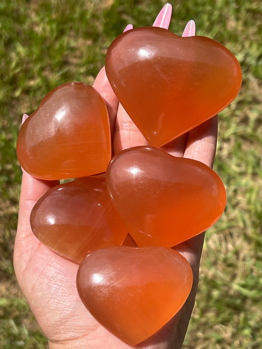 “Sweethearts” Honey Calcite Hearts