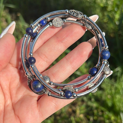 “Globe Trotter” Lapis Lazuli Wrap Bracelet