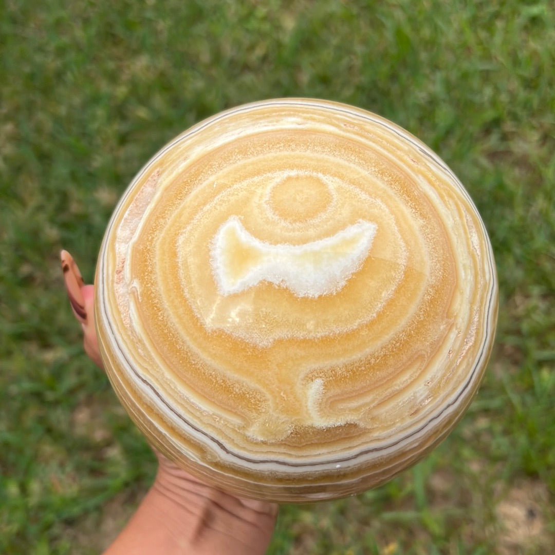 “Seasonal Winds” XL Banded Calcite Sphere