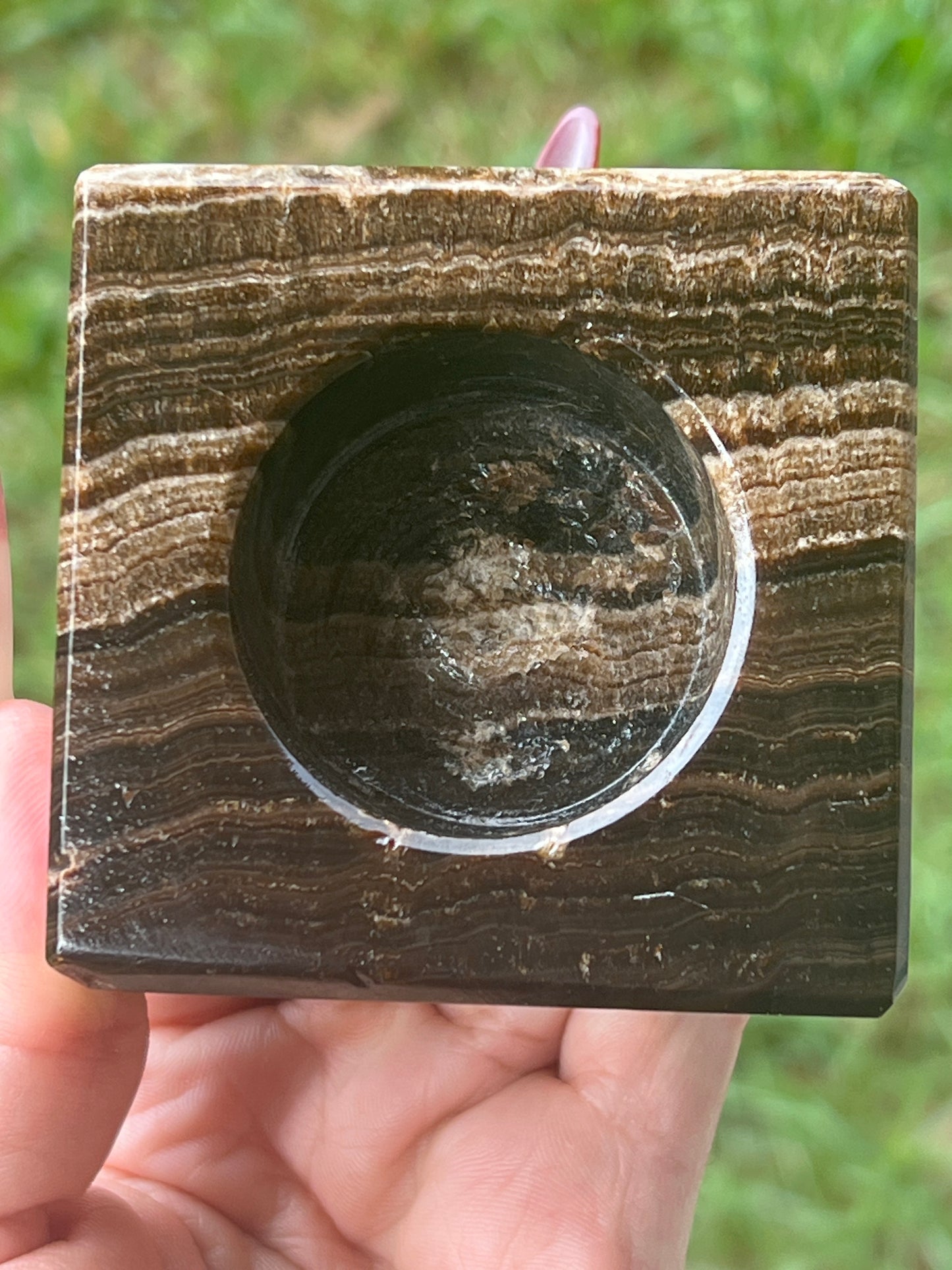 “Coffee Shop” Chocolate Calcite Tea Light Candle Holders