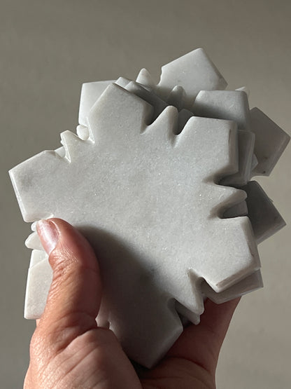 “Snow Flurries” Marble Snowflake Coasters