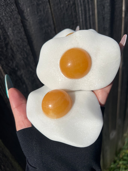 “Over Easy” Marble & Calcite Eggs