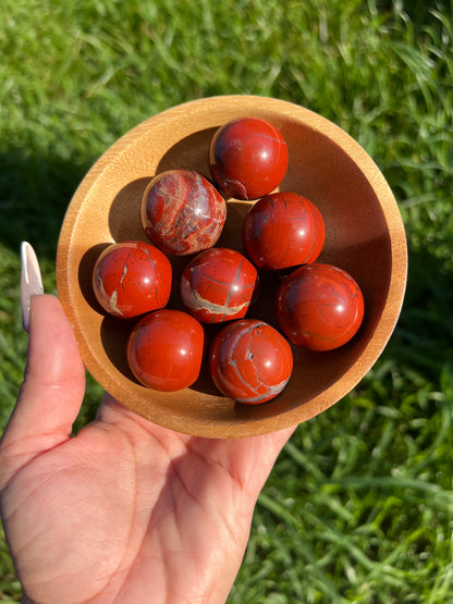 “Glazed Cherries” Red Jasper Spheres