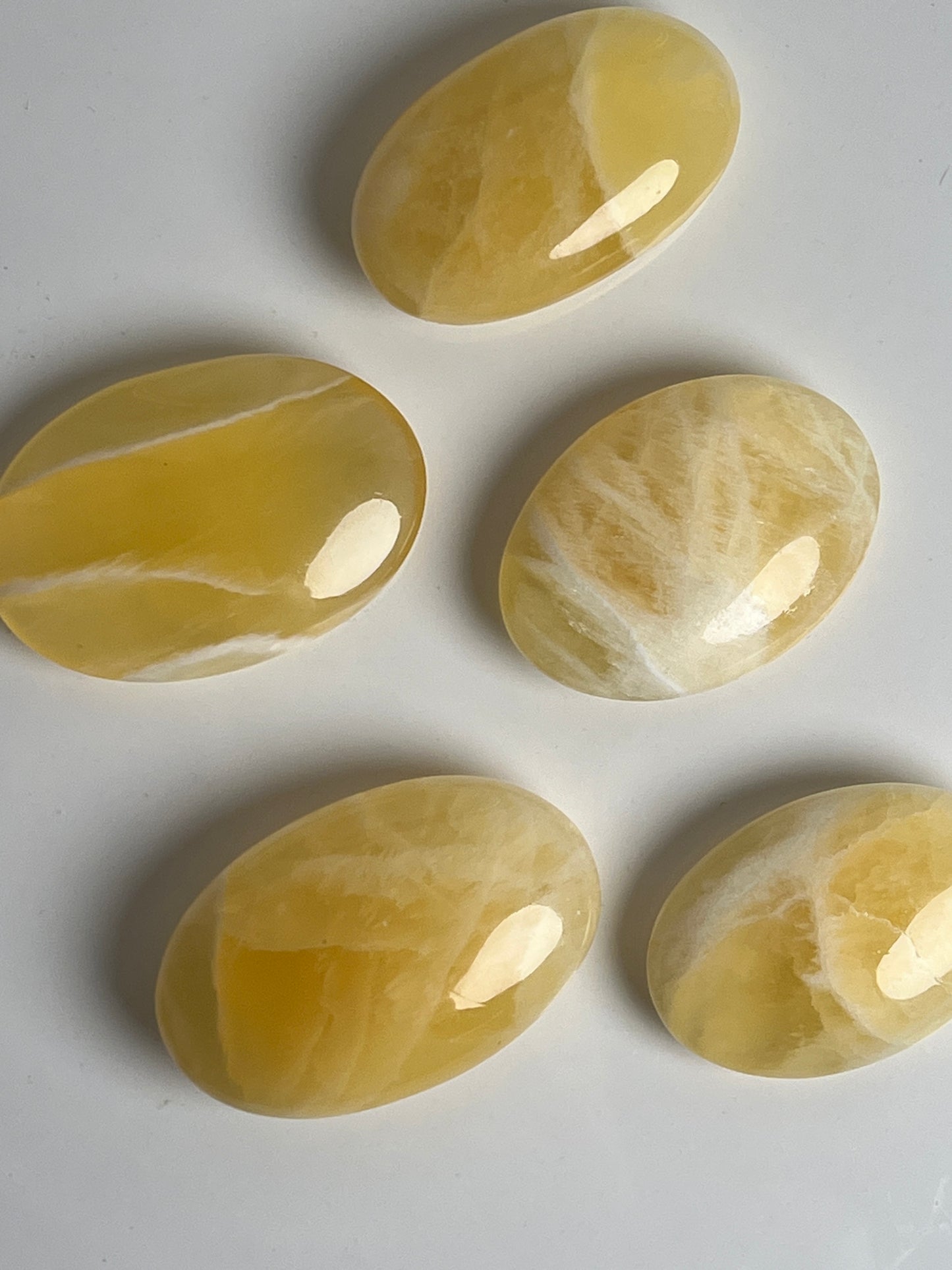 “Honeybee” Honeycomb Calcite Palm Stones from Utah