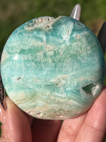 “Seafarer” Blue Aragonite Palm Stones