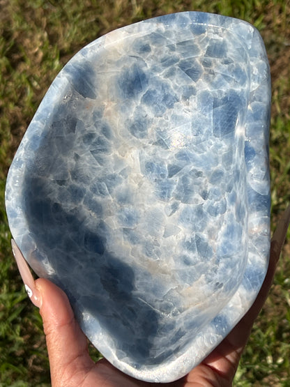 “Whirlpool” Medium-Large Blue Calcite Bowl