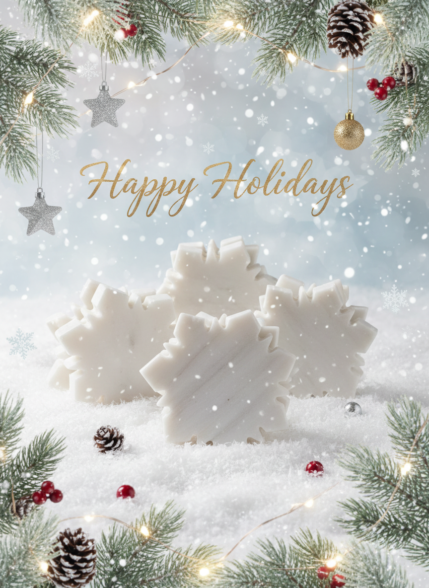 Happy Holidays Banner with Snow Flurries Coasters