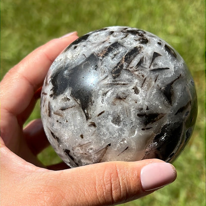 “Glitter Bomb” Druzy Sphalerite & Quartz Sphere