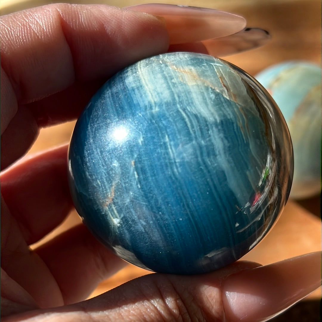 “High Tide” Blue Onyx Spheres