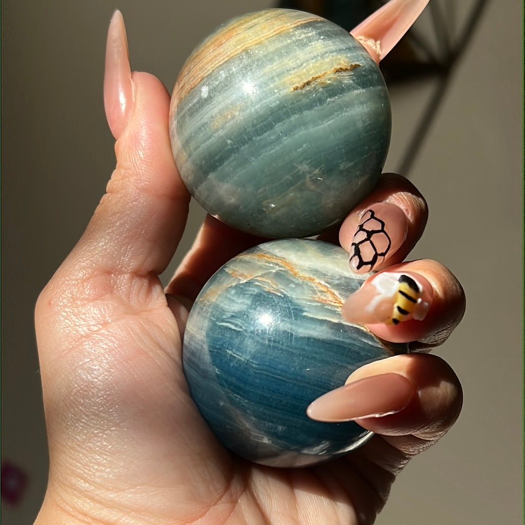 “High Tide” Blue Onyx Spheres