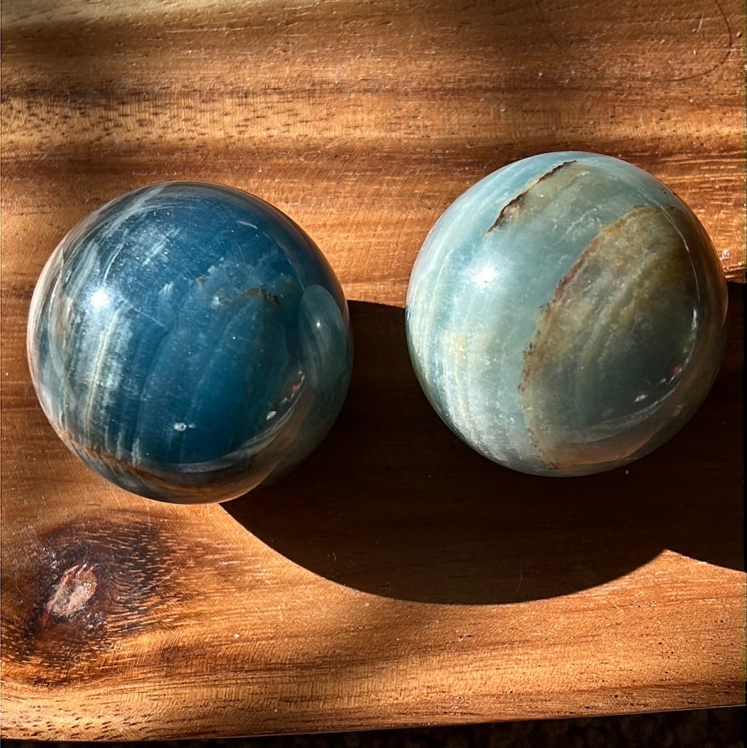 “High Tide” Blue Onyx Spheres