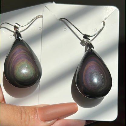 “Impressionism” Rainbow Obsidian Necklaces