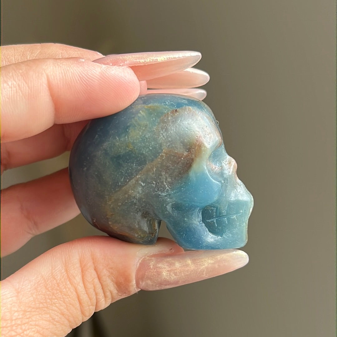 “Deep Blue Sea” Blue Onyx Skulls