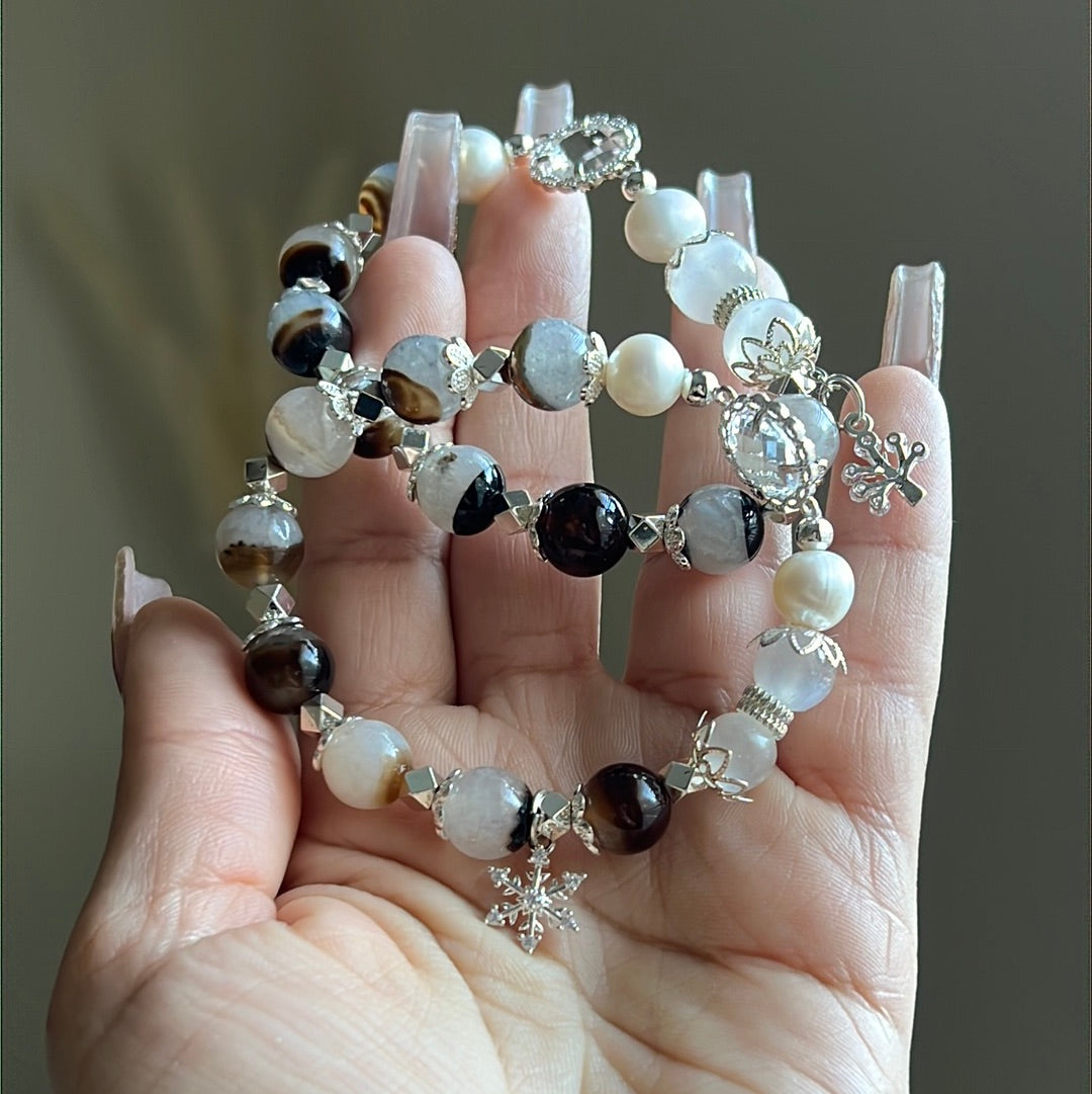 Black Agate Charm Bracelets