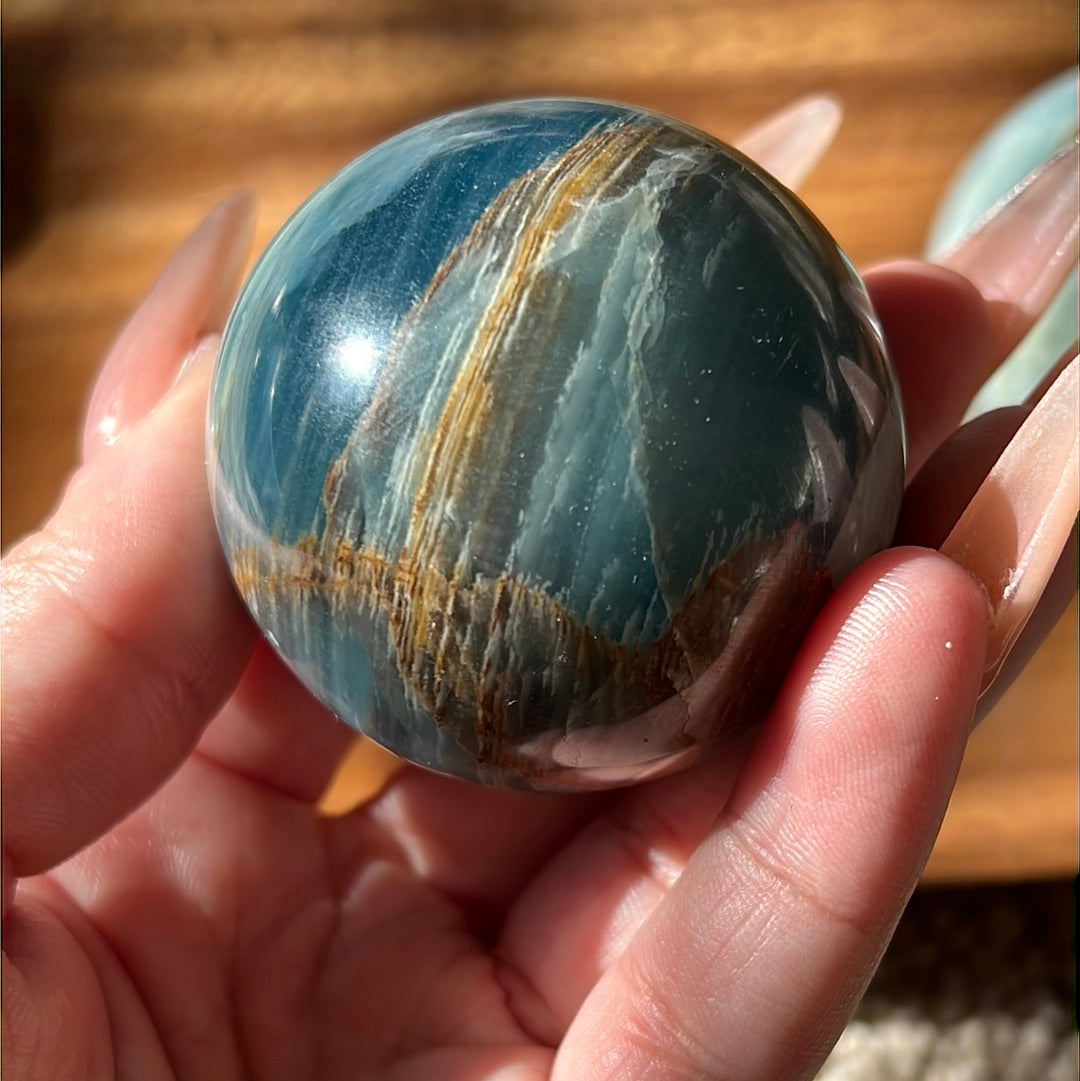 “High Tide” Blue Onyx Spheres