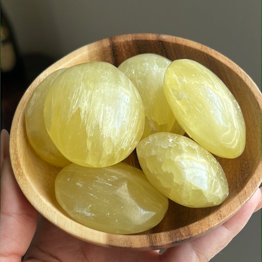 “Limoncello” Lemon Calcite Palm Stones