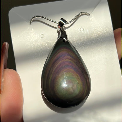 “Impressionism” Rainbow Obsidian Necklaces