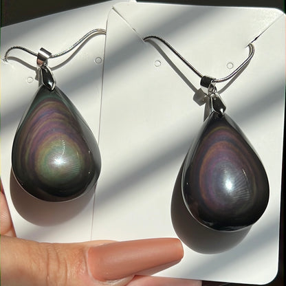 “Impressionism” Rainbow Obsidian Necklaces