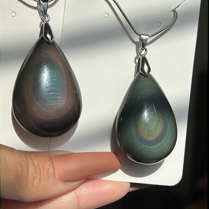 “Impressionism” Rainbow Obsidian Necklaces